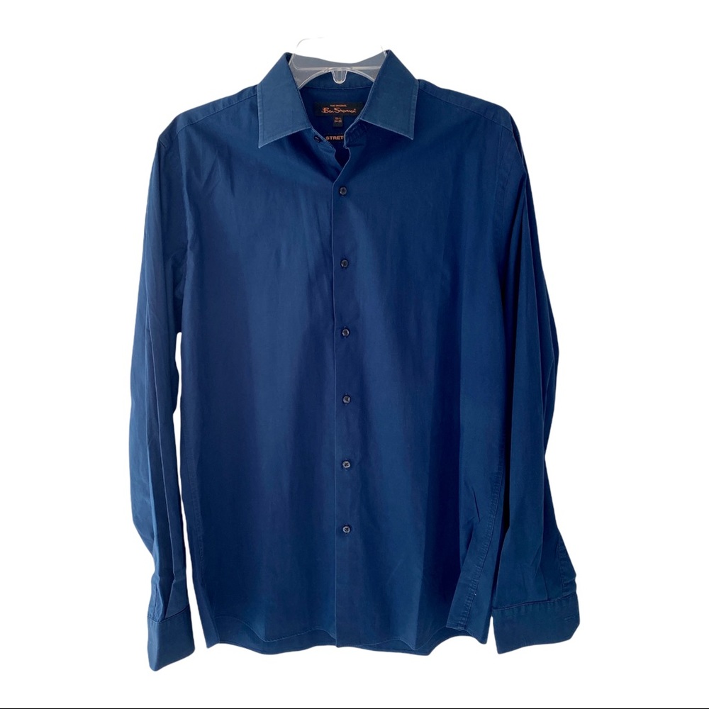 Ben Sherman The Original Mens Blue Button Down Long Sleeve Sz 15 1/2 Stretch.